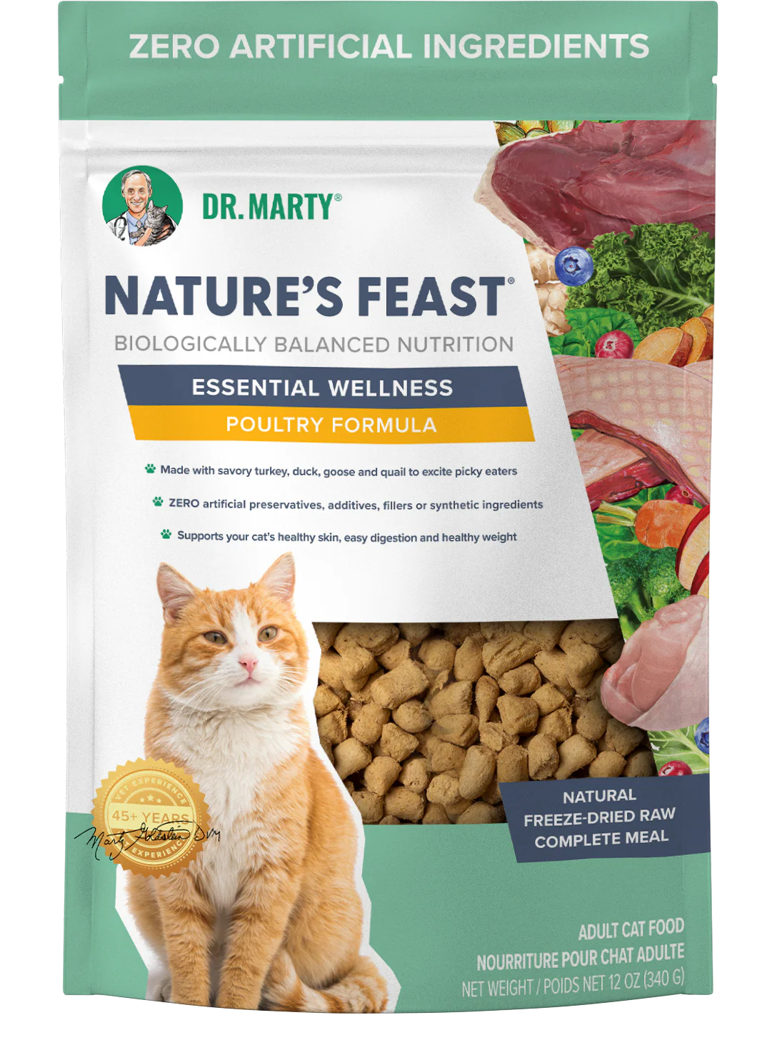 add to favorites  Dr. Marty's Nature's Feast Essential Wellness Freeze Dried Poultry Cat 12 oz