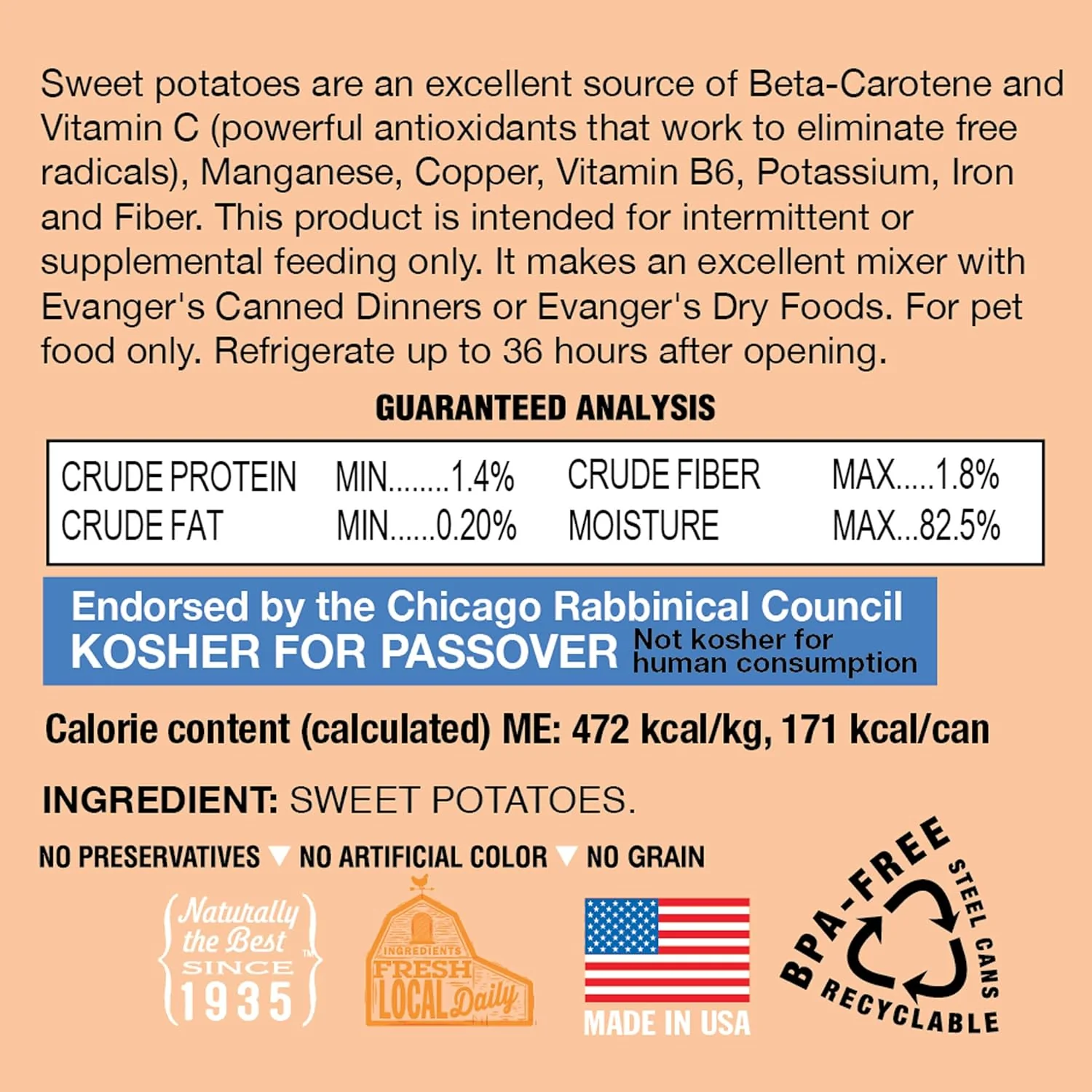 Evanger's Grain-Free Sweet Potato for Dogs & Cats 6 oz, 24 pk - Image 2