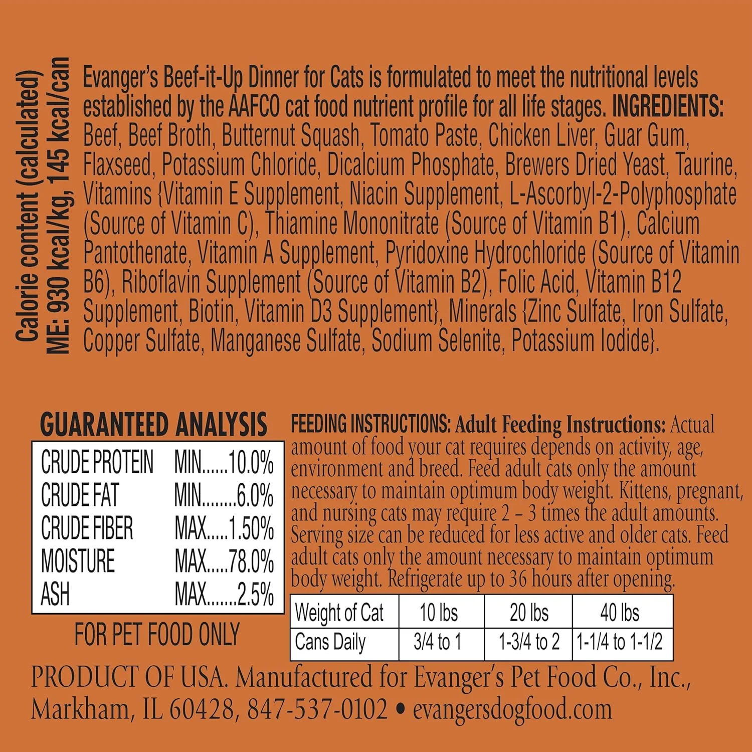 Evanger's Heritage Classic Beef It Up Dinner for Cats - 24, 5.5 oz cans - Image 2