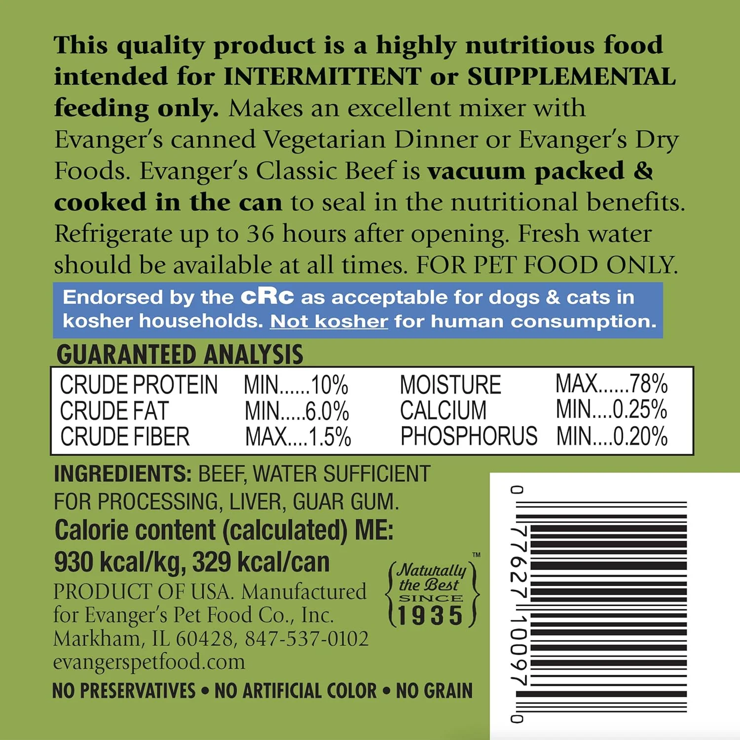 Evanger's Heritage Classics Beef for Dogs - 12, 12.8 oz Cans - Image 4