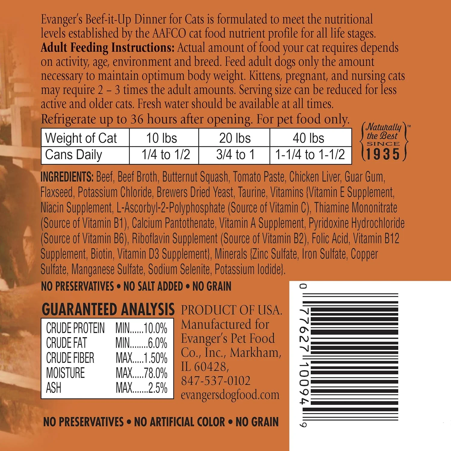 Evanger's Heritage Classics Beef It Up Dinner for Cats - 12, 12.8 oz cans - Image 3
