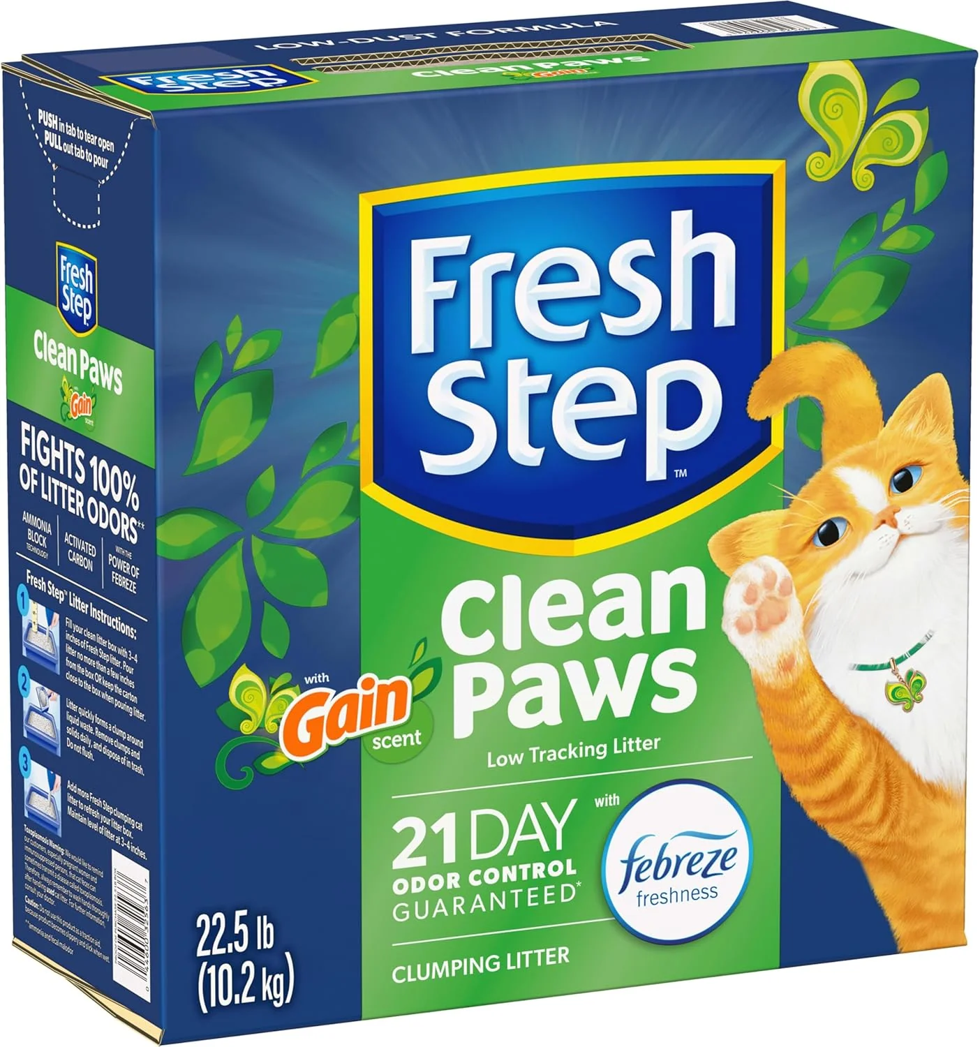 Fresh Step Clean Paws Cat Litter With Febreze Freshness With Febreze Gain Scent, Low-Tracking Clumping Litter With Guaranteed Odor Control, 22.5 lb. Box - Image 14