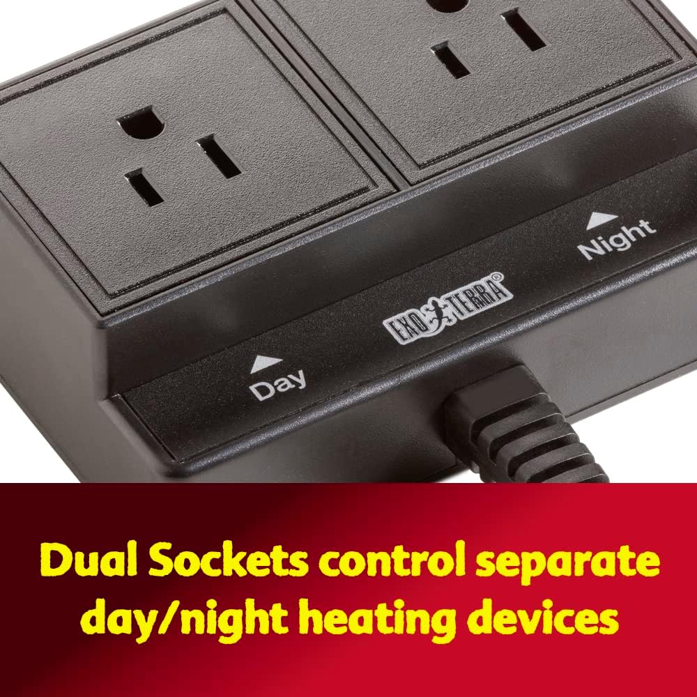 Exo Terra Thermostat for Reptile Terrariums with Day and Night Timer and Dual Receptacles - Image 6