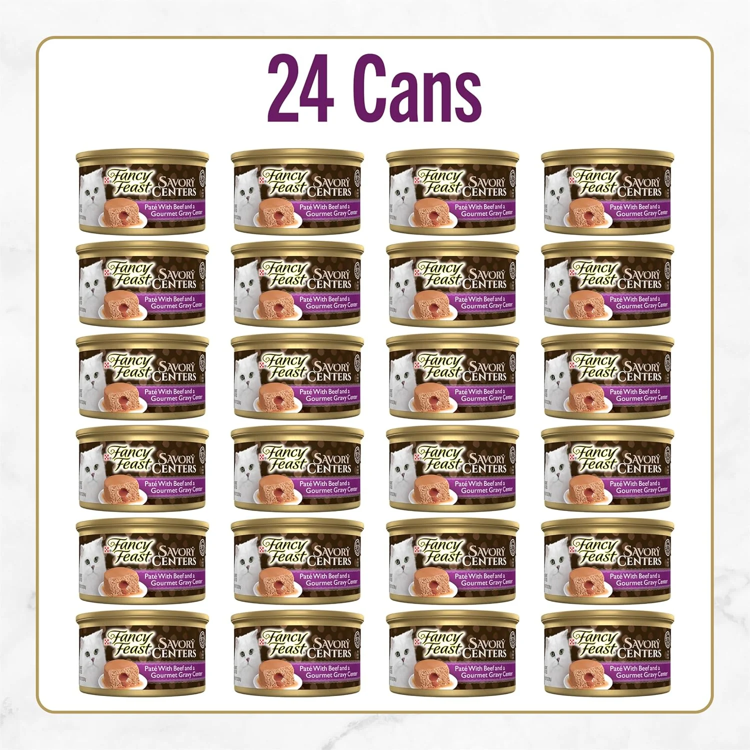 Fancy Feast Savory Centers Beef Pate Wet Cat Food – 24 Pack 3 oz Cans - Image 3