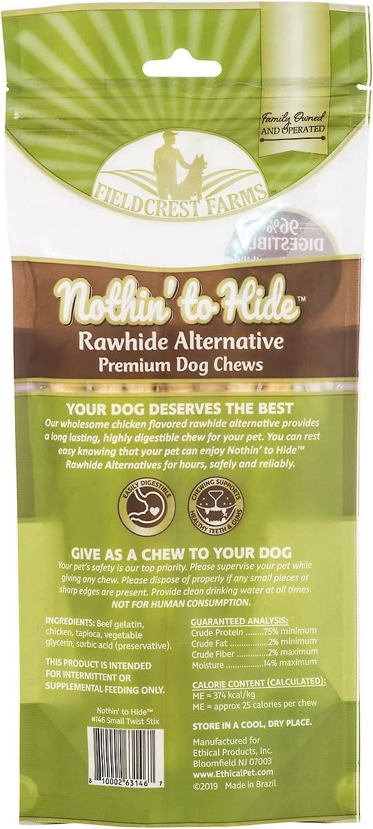 Fieldcrest Farms Nothing to Hide Natural Rawhide Alternative Twist Stix for Dogs - 3 Pack (30 Sticks) Premium Grade Easily Digestible Chews - Great for Dental Health (Chicken, Small Stix) - Image 7