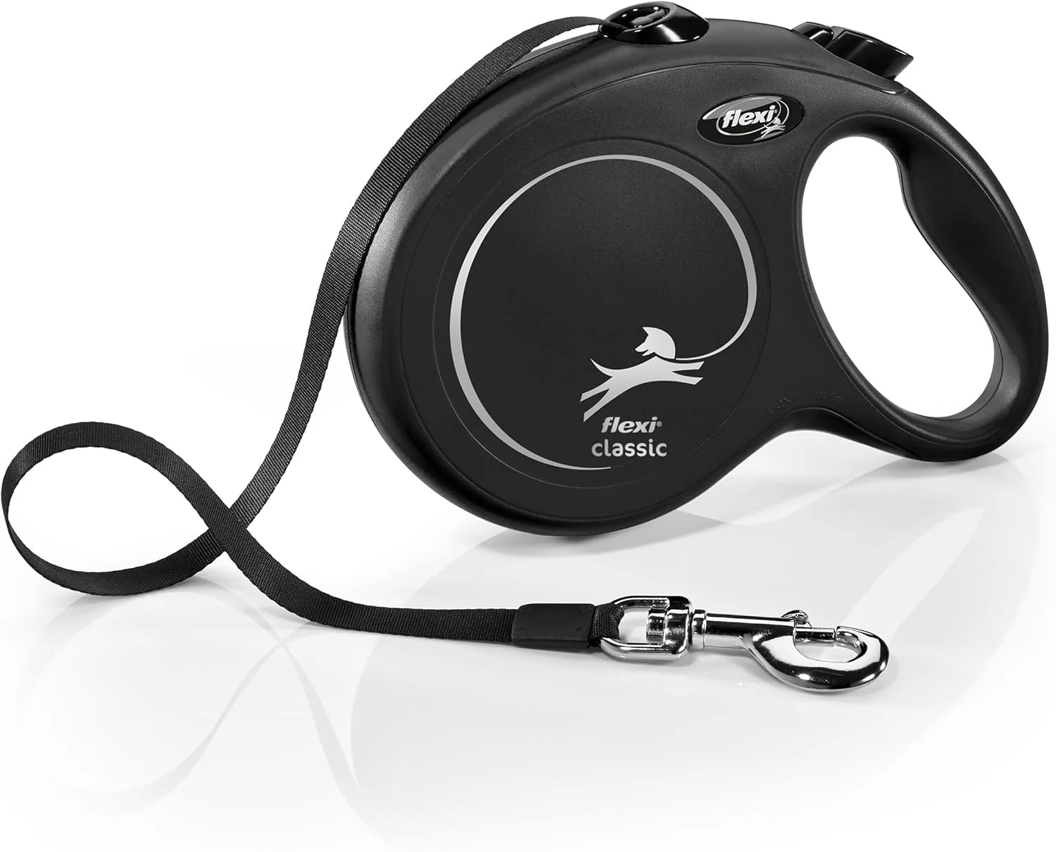 FLEXI New Classic Tape Retractable Dog Leash for Large Dogs Upto 110 lbs. – 26 ft., Black | Tangle Free Pet Walking Leash with One-Handed Brake, Pause, Lock|German Quality Product