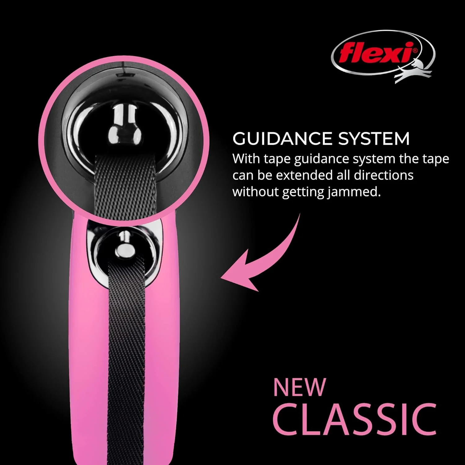 FLEXI New Classic Tape Retractable Dog Leash for Small Dogs Upto 26 lbs. – 10 ft., Pink | Tangle Free Pet Walking Leash with One-Handed Brake, Pause, Lock|German Quality Product - Image 4