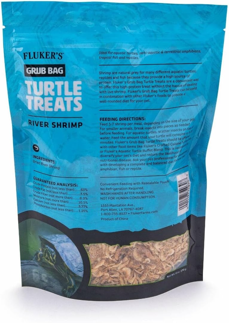 Fluker's Grub Bag Turtle Treats, High Protein Freeze Dried River Shrimp, For Aquatic Turtles, Amphibians, and Reptiles, 6 oz - Image 2