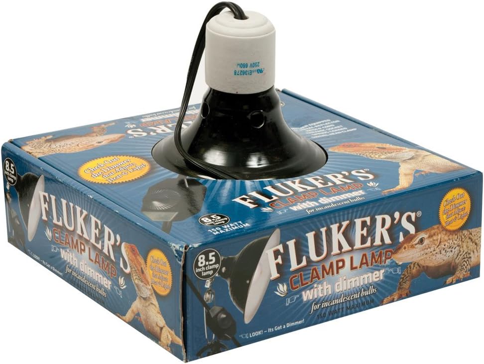 Fluker's Repta-Clamp Lamp, Heavy Duty Clamp Light For Reptile Tanks and Terrariums, UL/CUL Approved, Great for Reptile Basking, 150-Watt Maximum with Dimmable Switch