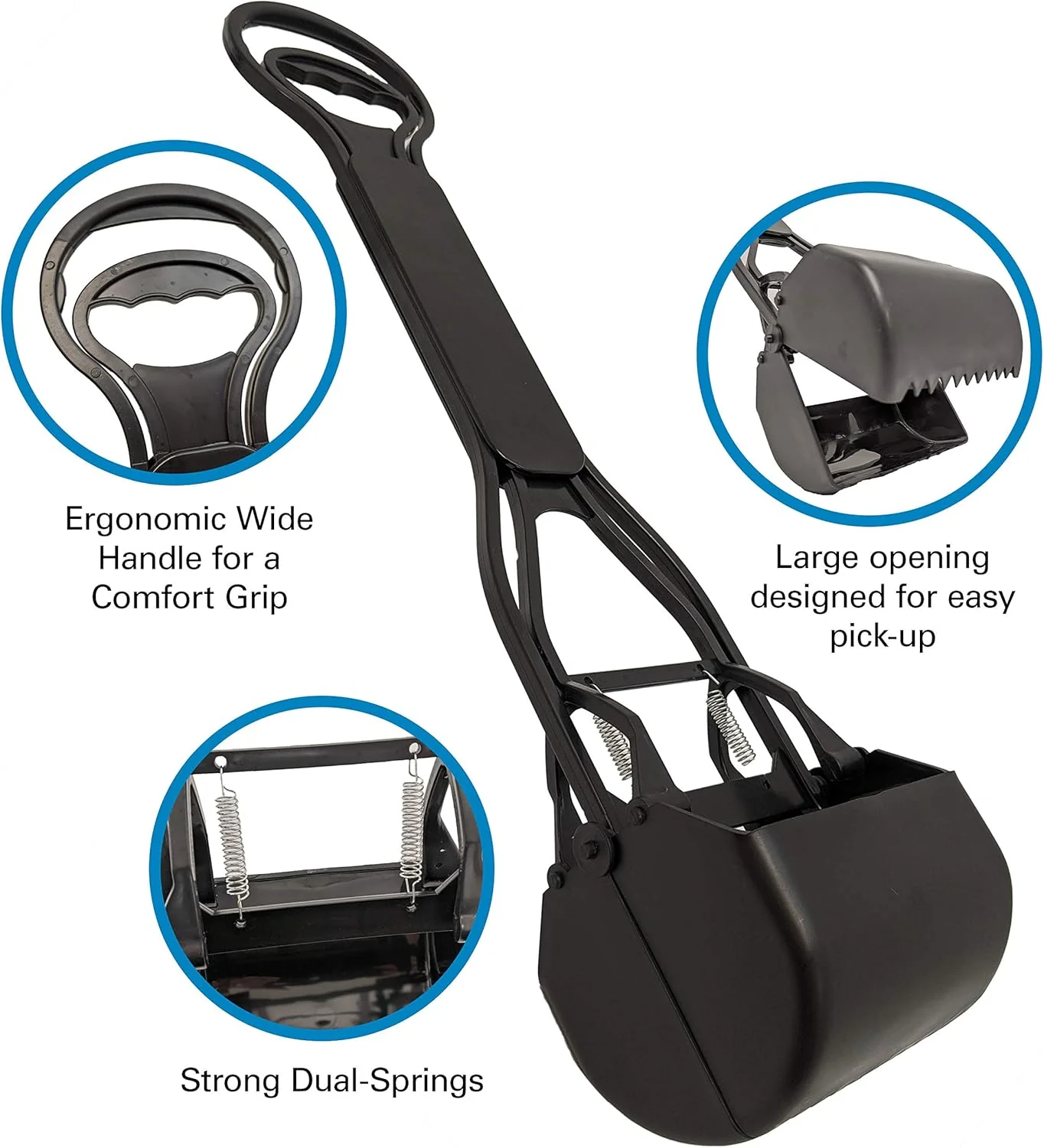 Four Paws Allen's Spring Action Dog Scooper For Grass Standard Black - Image 2