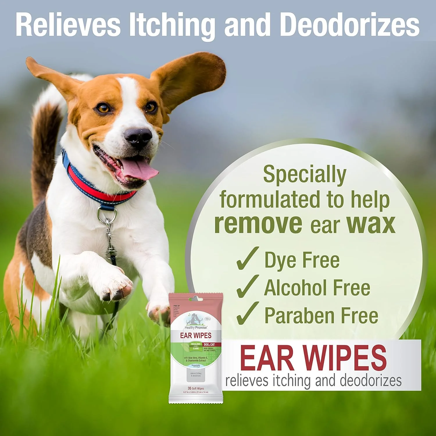 Four Paws Healthy Promise Grooming Soothing Pet Ear Cleaning Wipes, Odor Reducing & Itch Relief - Image 3