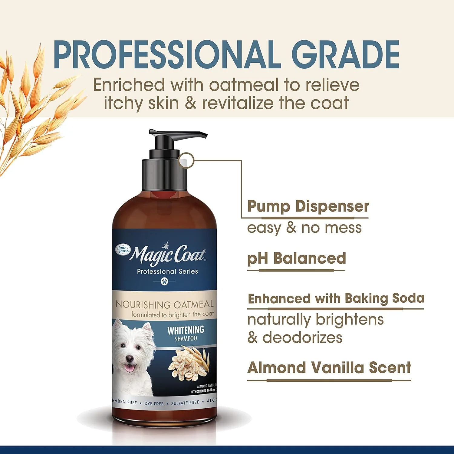 Four Paws Magic Coat Professional Series Nourishing Oatmeal Dog Whitening Shampoo - Image 3