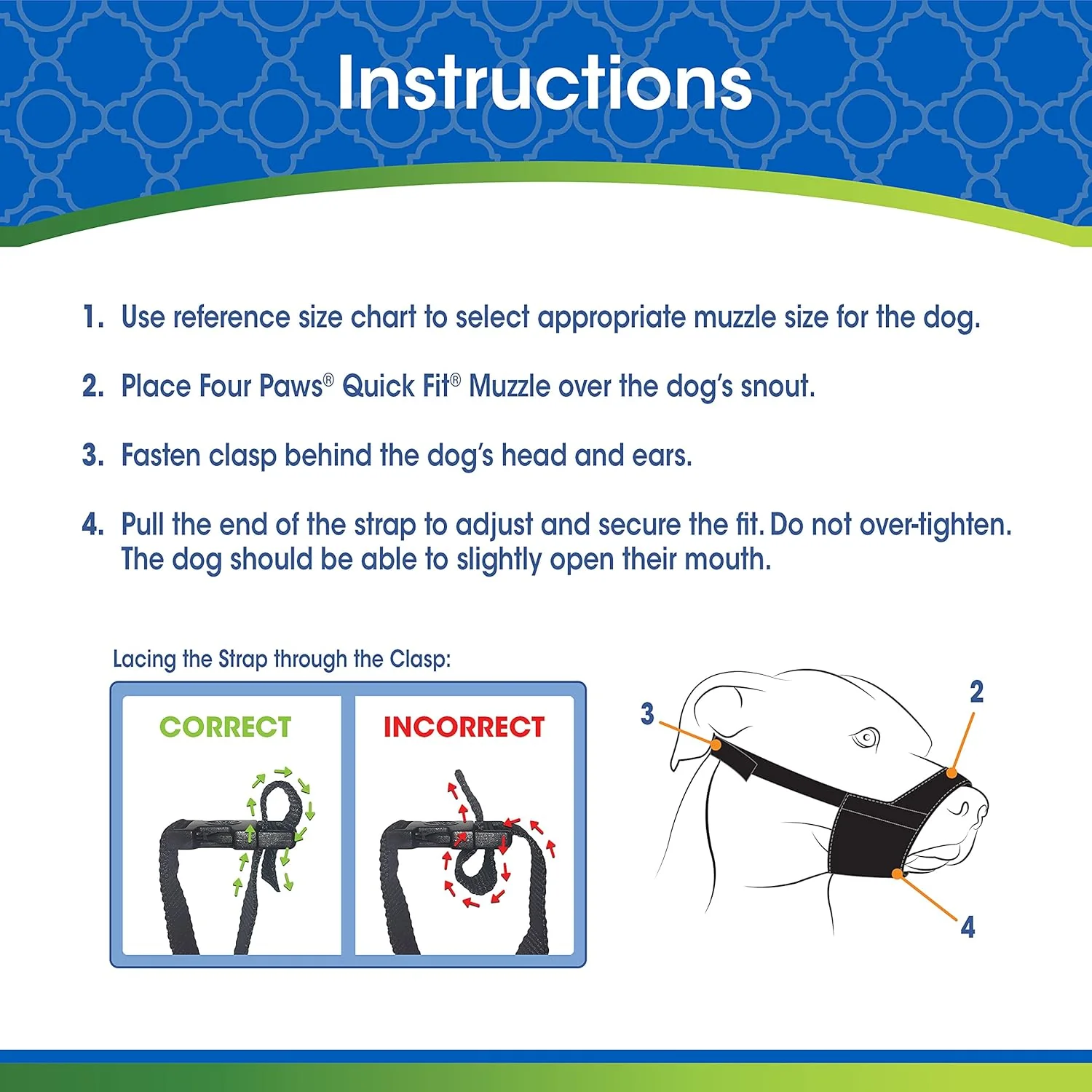 Four Paws Walk-About Quick-Fit Short Snout Adjustable Dog Muzzle for Medium Dogs, Washable & Breathable, Black - Image 3