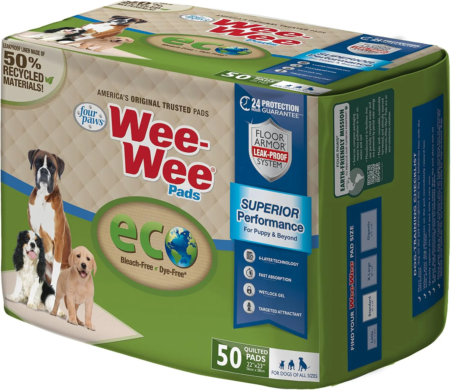 Four Paws Wee-Wee Superior Performance Eco Pee Pads for Dogs - Earth-Friendly Dog & Puppy Pads for Potty Training - Dog Housebreaking & Puppy Supplies - Image 12