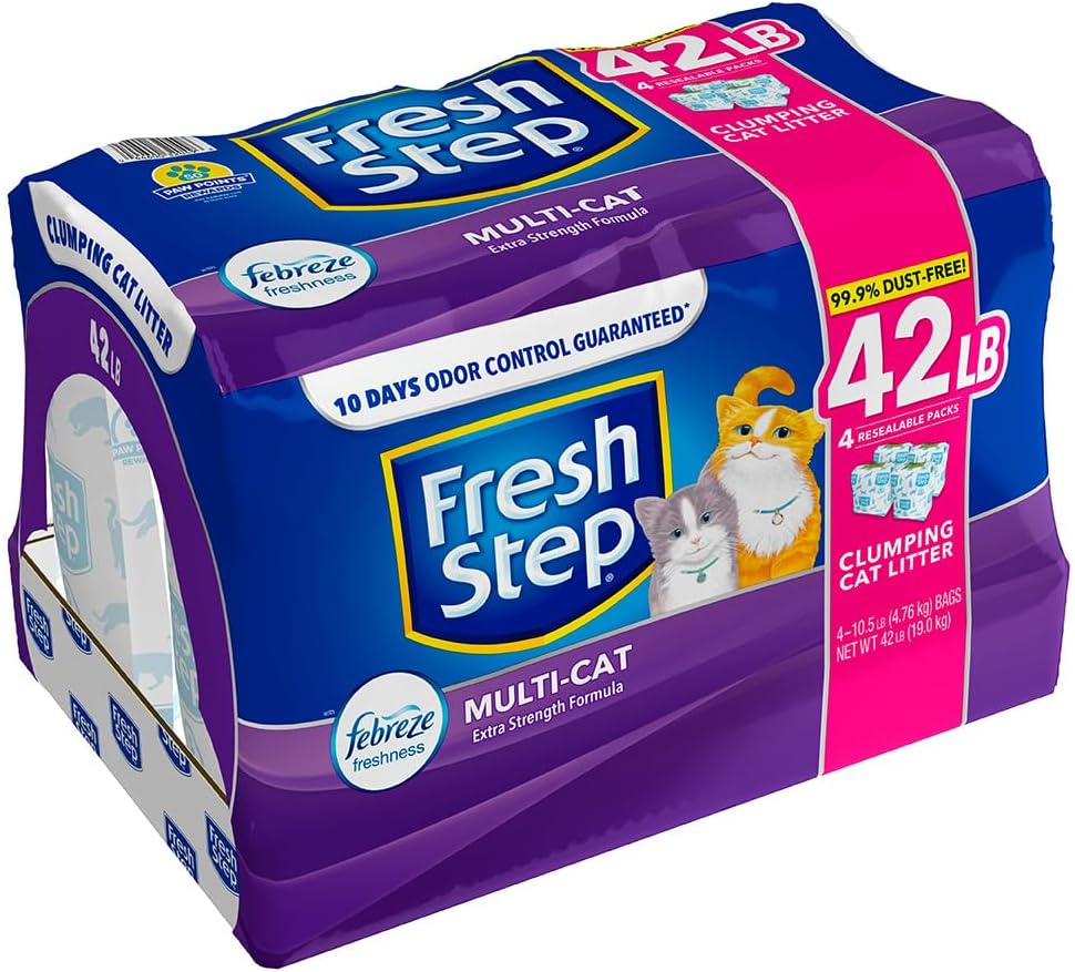 Fresh Step Multi-Cat Extra Strength Scented Clumping Cat Litter with The Power of Febreze, 42 lbs - Image 3