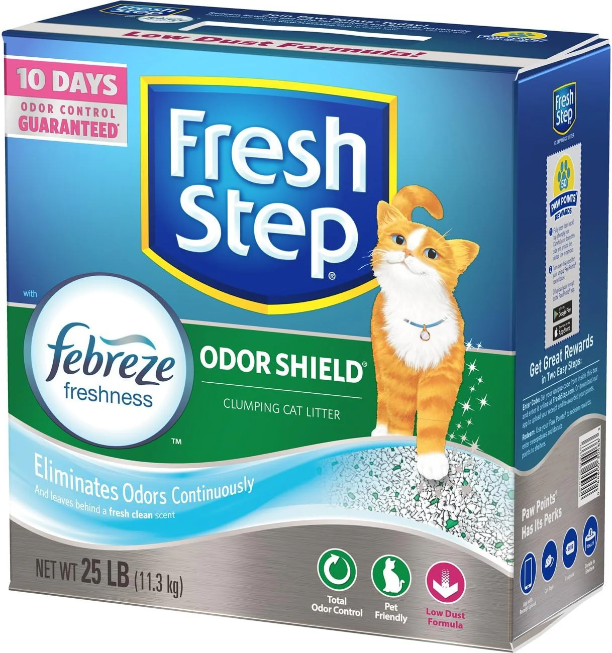 Fresh Step Odor Shield Clumping Litter With Febreze Freshness, Continuous Cat Litter Odor Eliminator, 25 lb. Box - Image 8