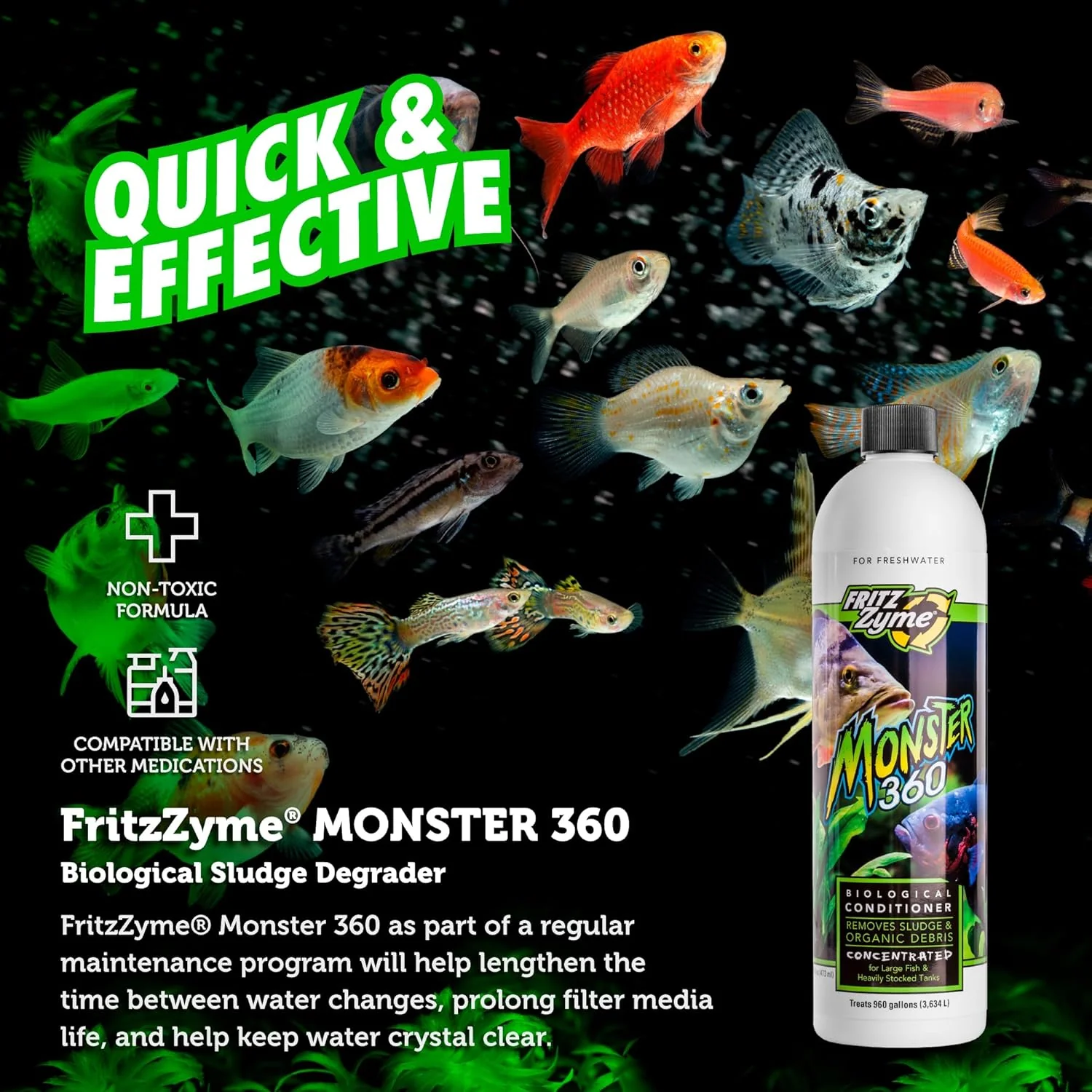 Fritz Aquatics 75016 FritzZyme Monster 360 Concentrated Biological Conditioner for Fresh Water Aquariums, 16-Ounce - Image 5