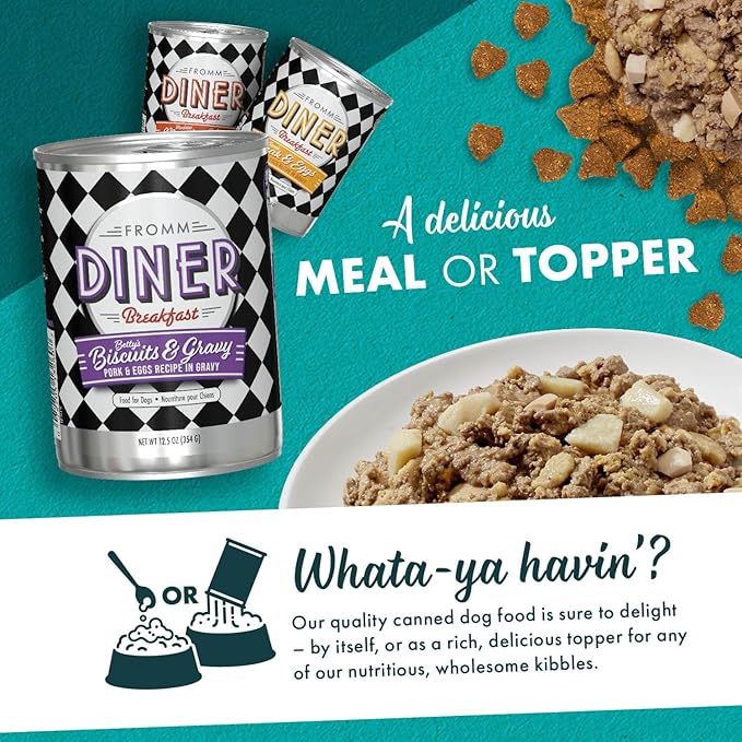 Fromm Diner Breakfast Betty's Biscuits & Gravy Pork & Eggs Recipe in Gravy Dog Food - Premium Wet Dog Food - Pork Recipe - Case of 12 Cans - Image 2