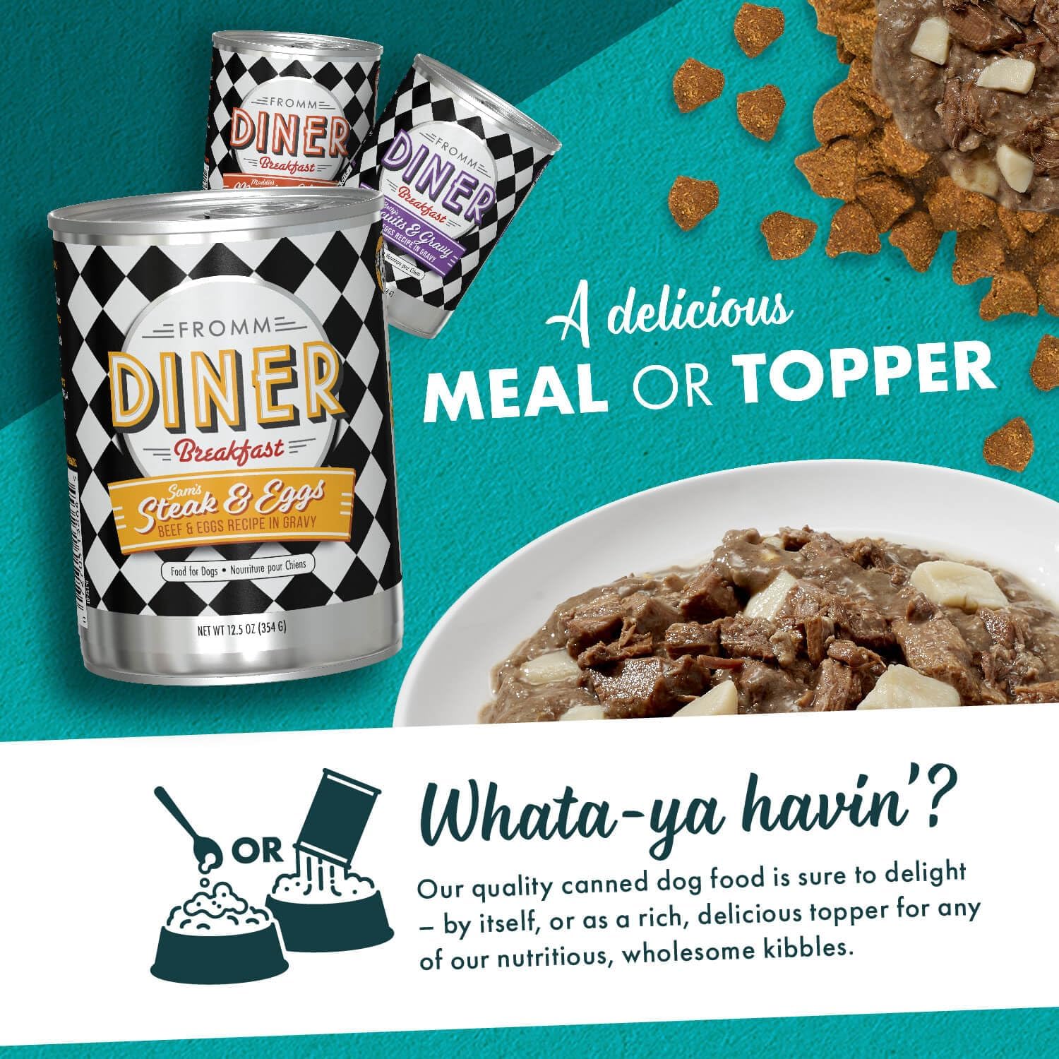 Fromm Diner Breakfast Sam's Steak & Eggs Beef & Eggs Recipe in Gravy Dog Food - Premium Wet Dog Food - Beef Recipe - Case of 12 Cans - Image 3