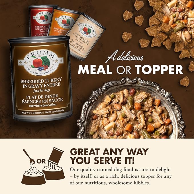 Fromm Four-Star Nutritionals Shredded Turkey in Gravy Entrée Dog Food - Premium Wet Dog Food - Turkey Recipe - Case of (12) 12 oz Cans - Image 5