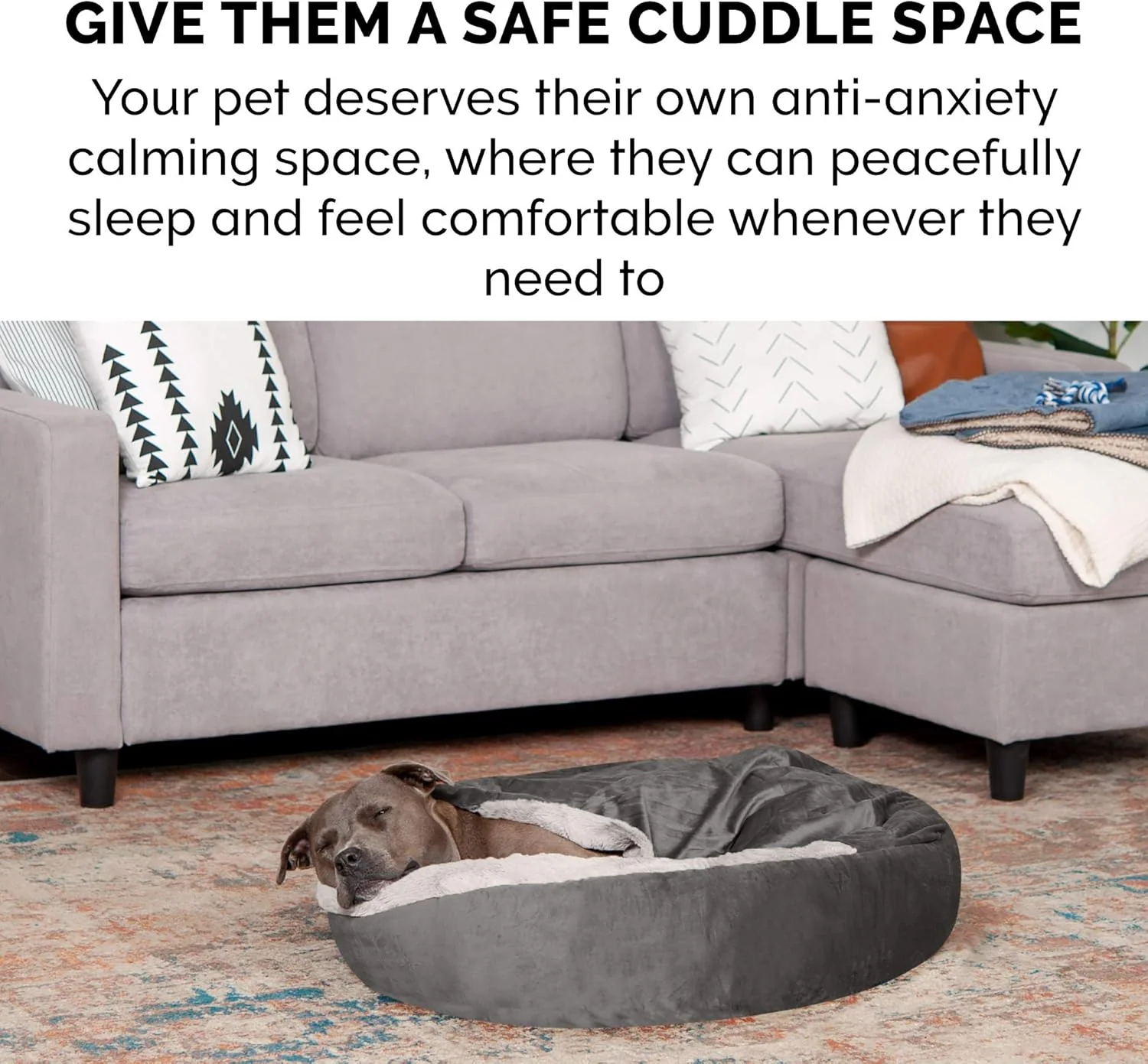 Furhaven 24" Round Calming Donut Dog Bed for Indoor Cats & Small Dogs, Washable, For Dogs Up to 20 lbs - Plush Velvet Waves Hooded Donut Bed - Image 10