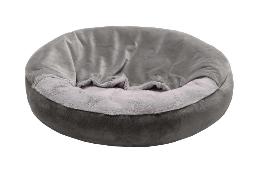 Furhaven 24" Round Calming Donut Dog Bed for Indoor Cats & Small Dogs, Washable, For Dogs Up to 20 lbs - Plush Velvet Waves Hooded Donut Bed - Image 12