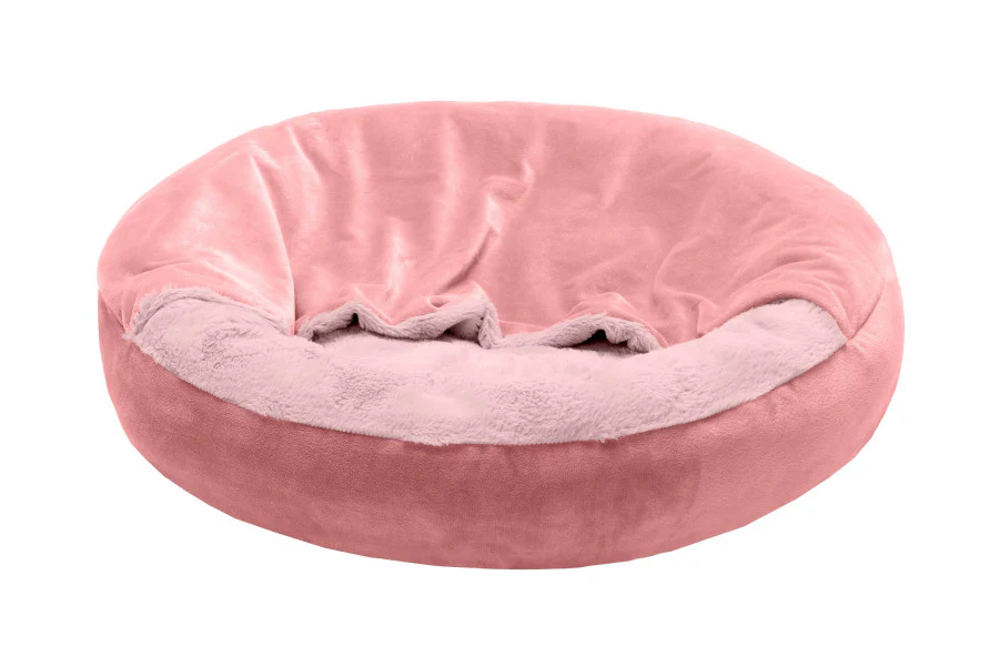 Furhaven 24" Round Calming Donut Dog Bed for Indoor Cats & Small Dogs, Washable, For Dogs Up to 20 lbs - Plush Velvet Waves Hooded Donut Bed - Image 13