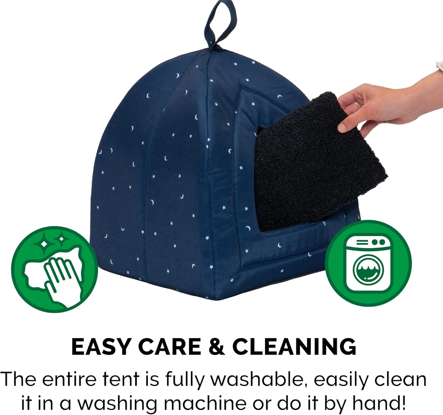 Furhaven Cat Bed Cave for Indoor Cats & Small Dogs, Washable & Foldable w/ Removable Cushion - Polycanvas Print Pet Tent - Night Sky, Small - Image 5