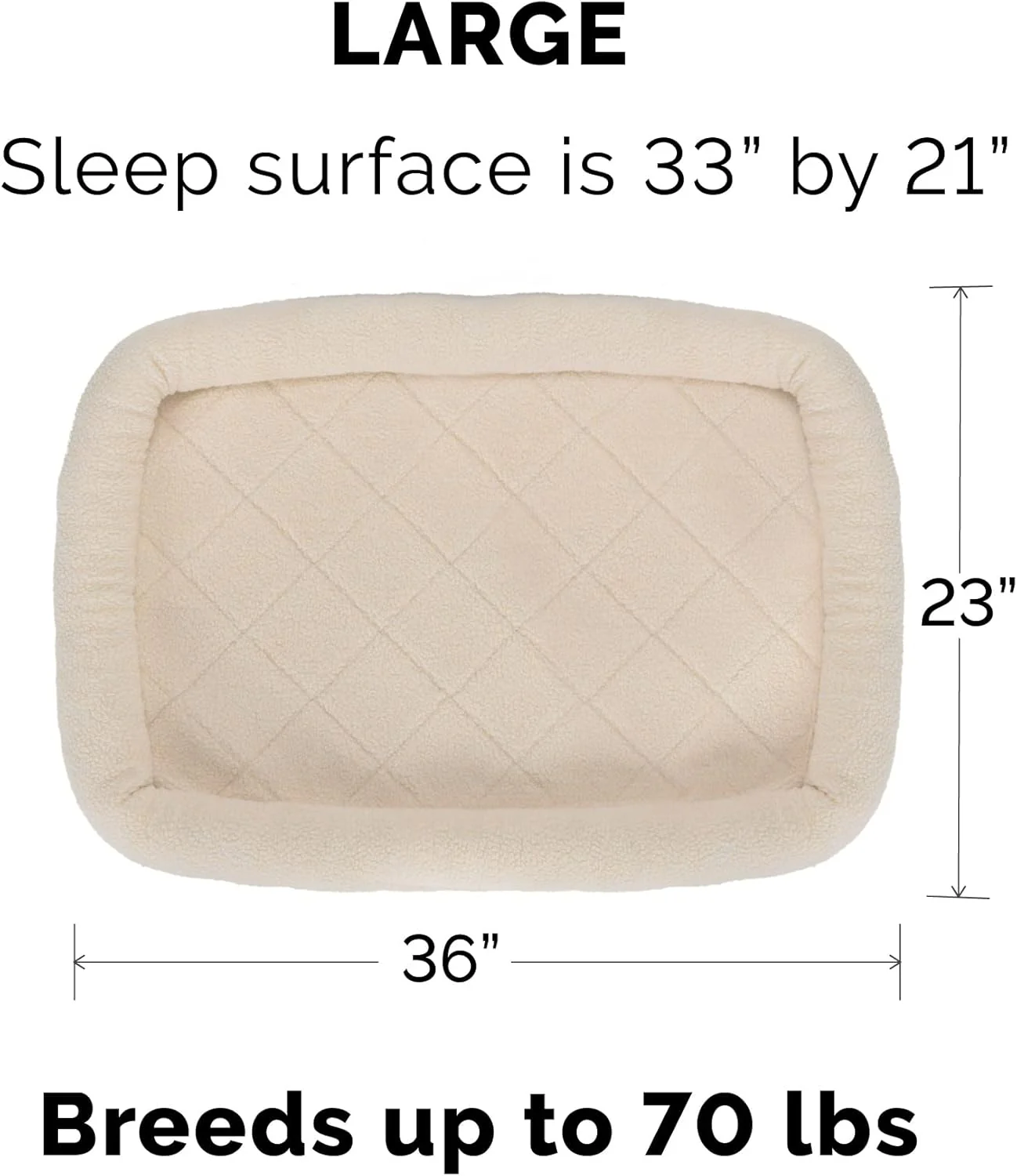 Furhaven Dog Bed for Large/Medium Dogs, 100% Washable, Sized to Fit Crates - Sherpa Fleece Bolster Crate Pad - Cream - Image 2