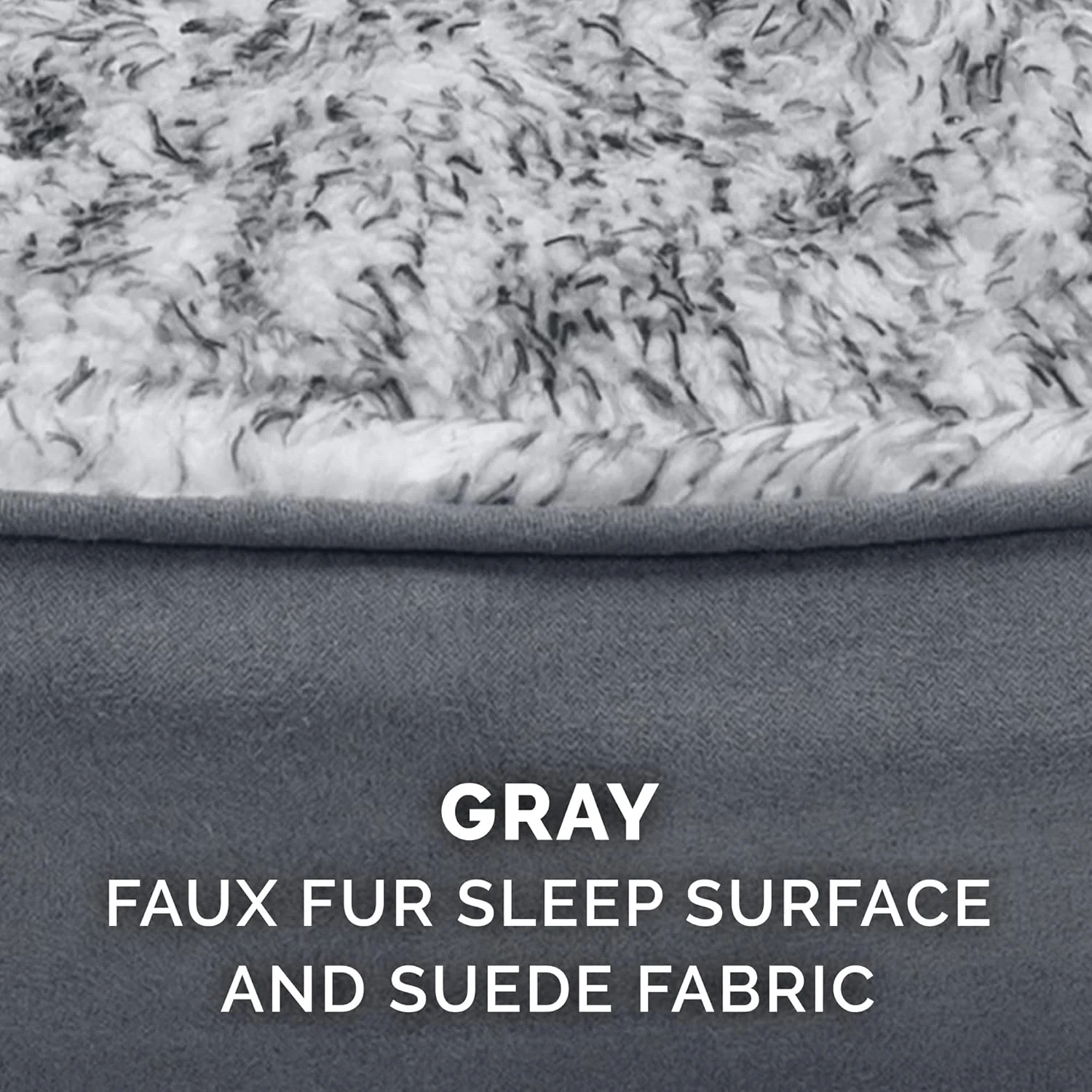 Furhaven Dog Bed for Small Dogs w/ Removable Washable Cover & Pillow Cushion Insert, For Dogs Up to 12 lbs - Two-Tone Faux Fur & Suede Oval Lounger - Gray, Small - Image 6
