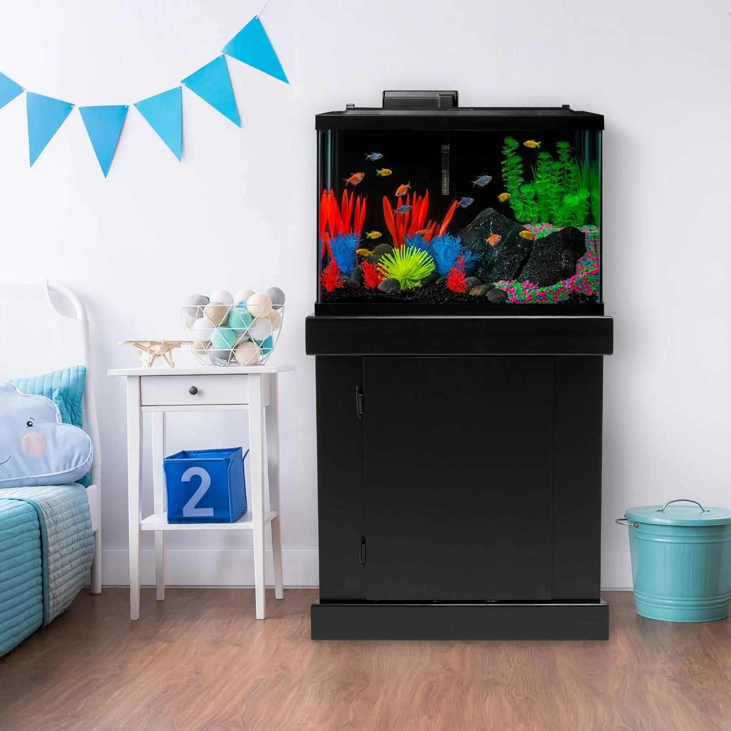 GloFish Plant Aquarium Décor, Green and Blue Large, Fluorescent Under Blue LED Light - Image 3