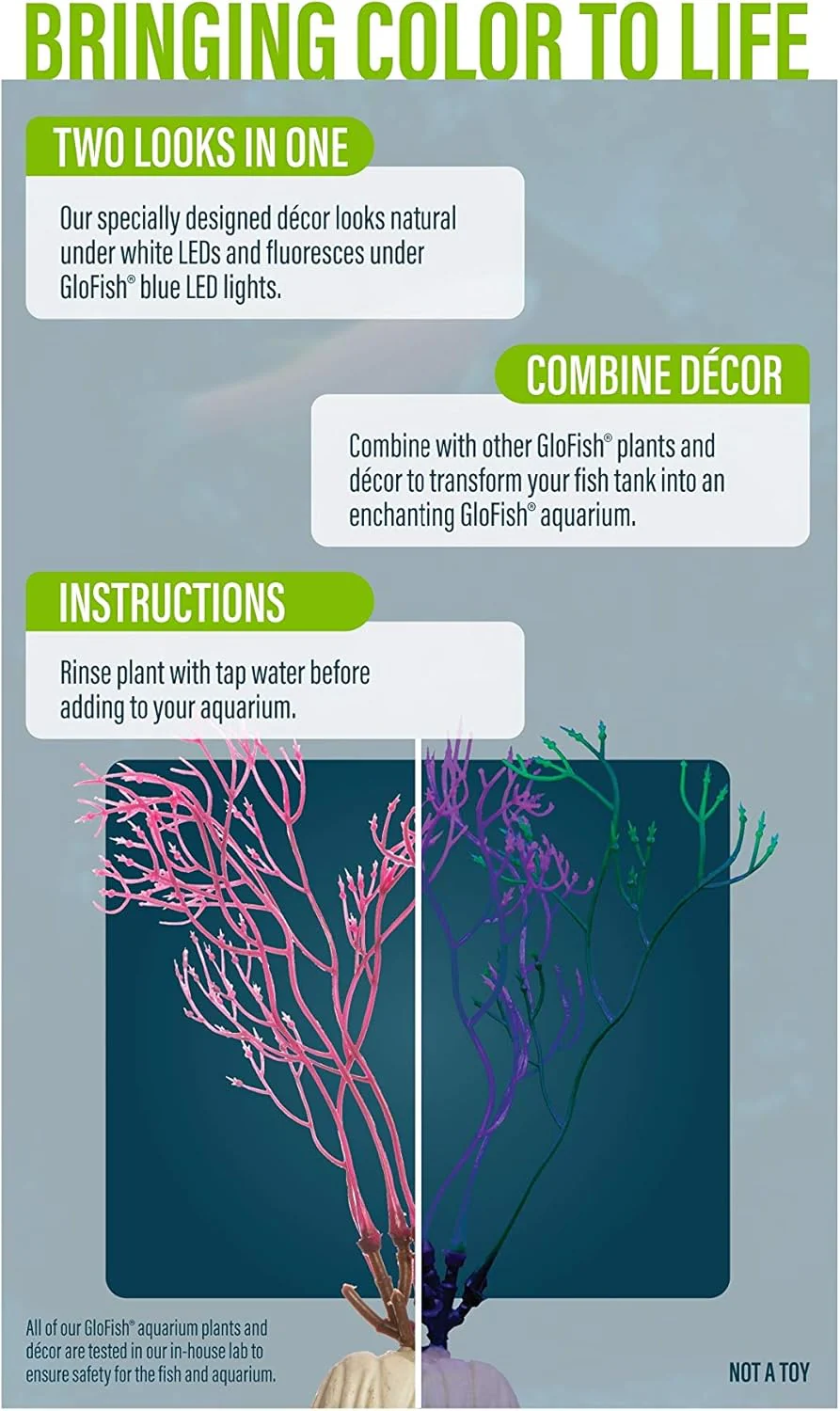 GloFish Red Algae Plant Aquarium Décor, Red Small, Fluorescent Under Blue LED Light - Image 4