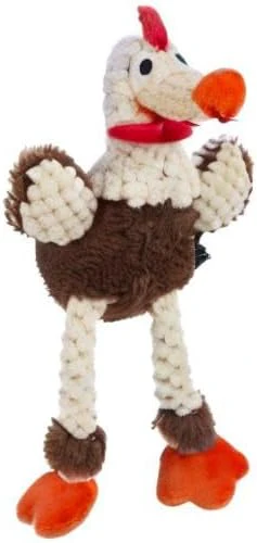 goDog Checkers Just for Me Skinny Rooster Squeaky Plush Dog Toy, Chew Guard Technology - Brown - Image 6