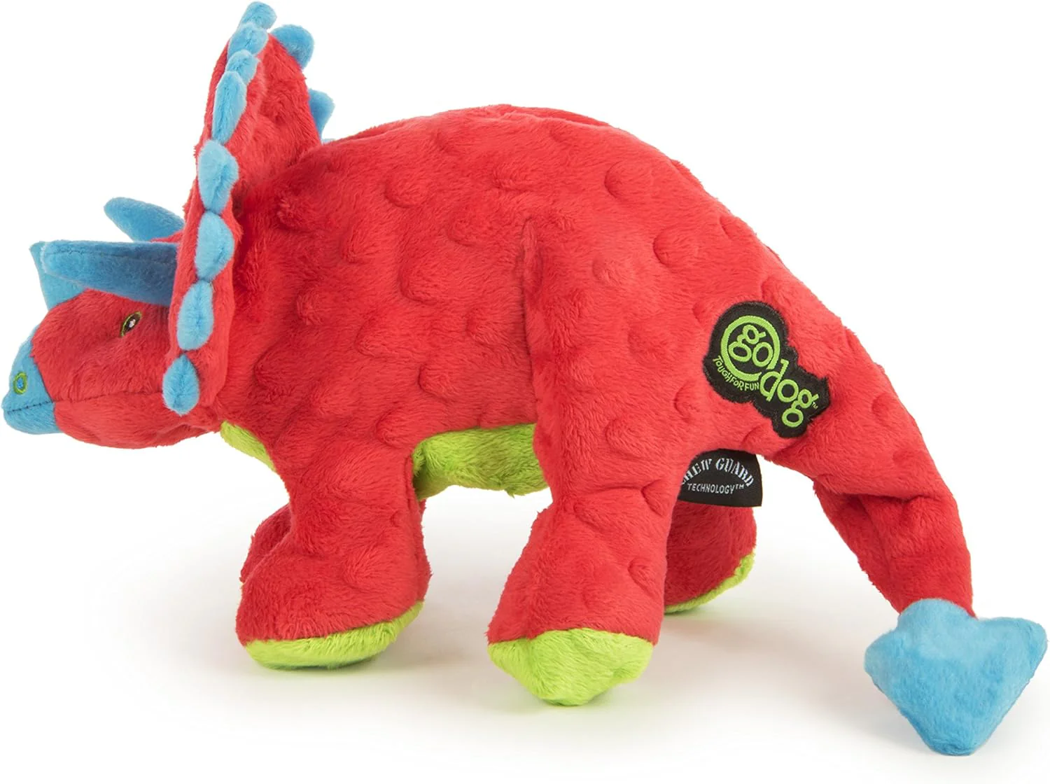 goDog Dinos Frills Squeaky Plush Dog Toy, Chew Guard Technology - Red - Image 4