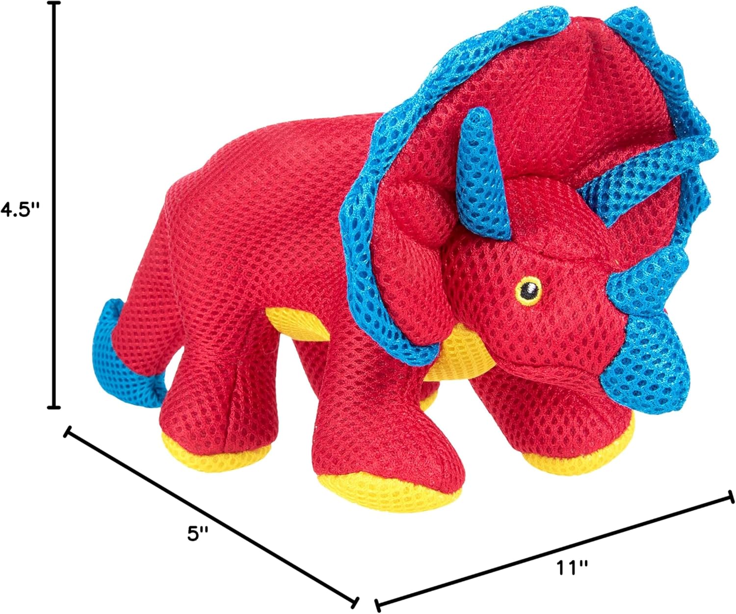 goDog Double Chew Guard Mesh Dinos Frills Squeaky Dog Toy - Red, Small - Image 8