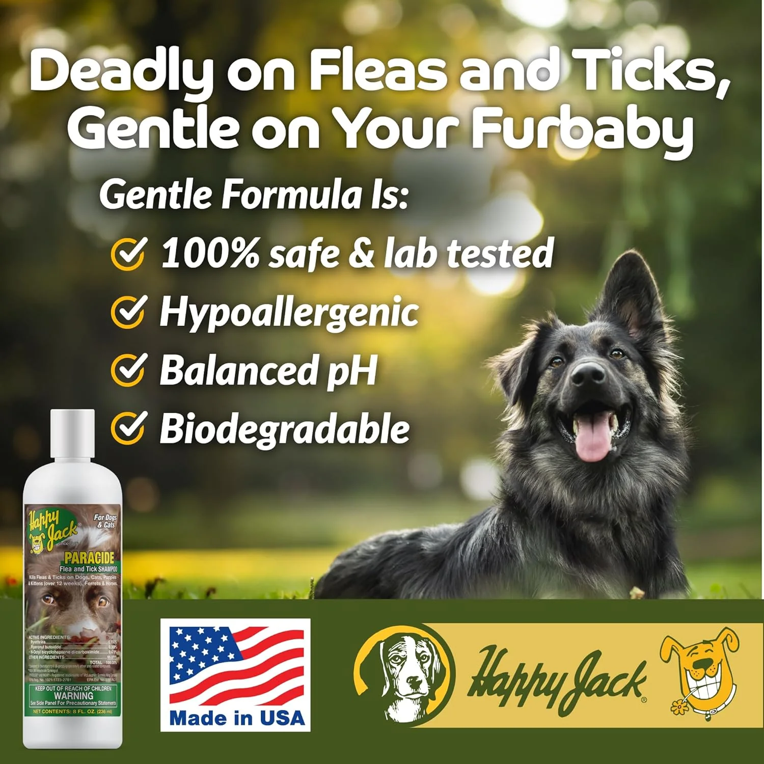 Happy Jack® Paracide Flea & Tick Shampoo – 8 oz - Image 2