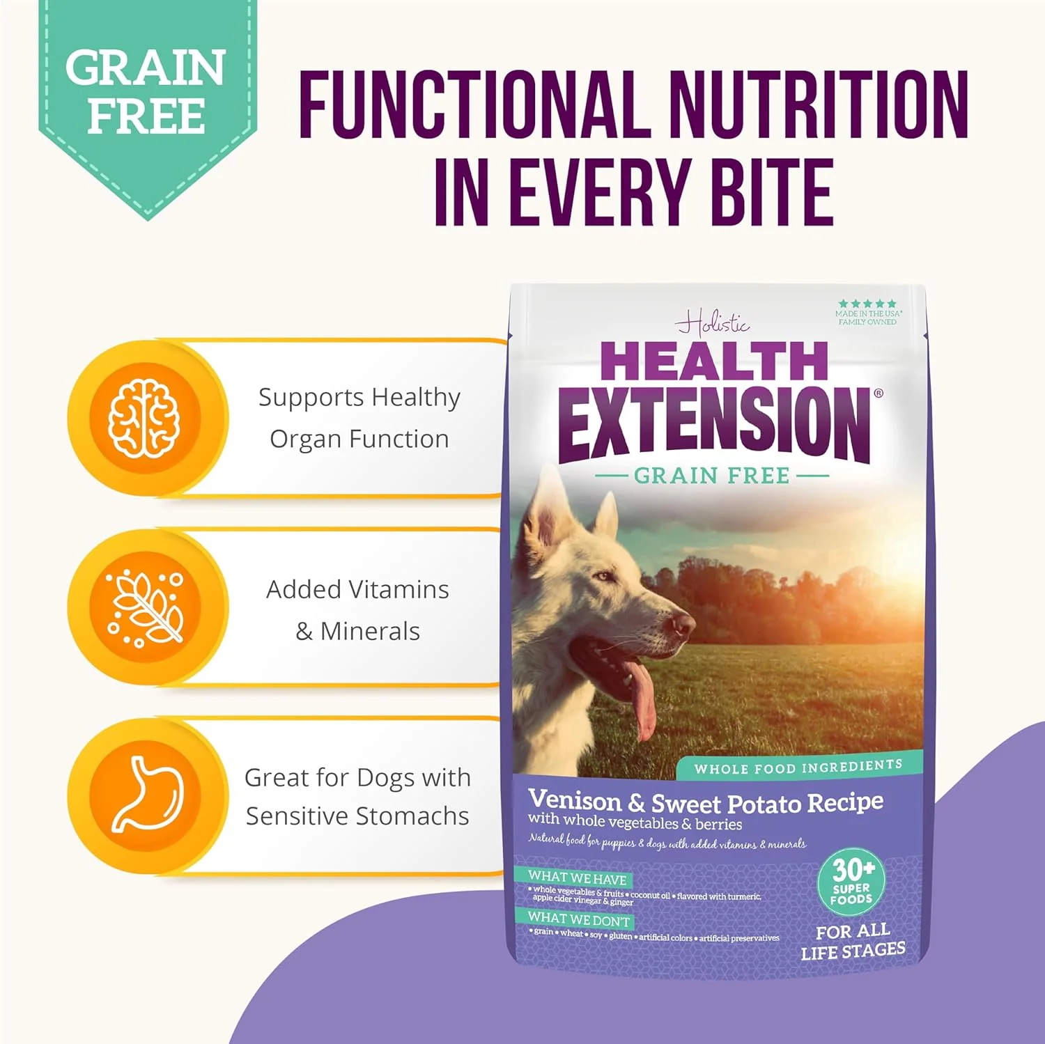Health Extension Grain Free Venison & Sweet Potato Dry Dog Food (23.5 lb / 10.66 kg) - Lean Protein Formula for Dogs with Poultry Allergies & Sensitive Stomachs - Image 5