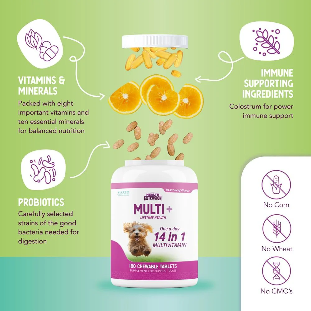 Health Extension Lifetime Multivitamin and Mineral Tablets for Dogs & Puppies, 30 Tablets - Immune, Digestion, Joint Support, Coat & Skin Health - Image 6