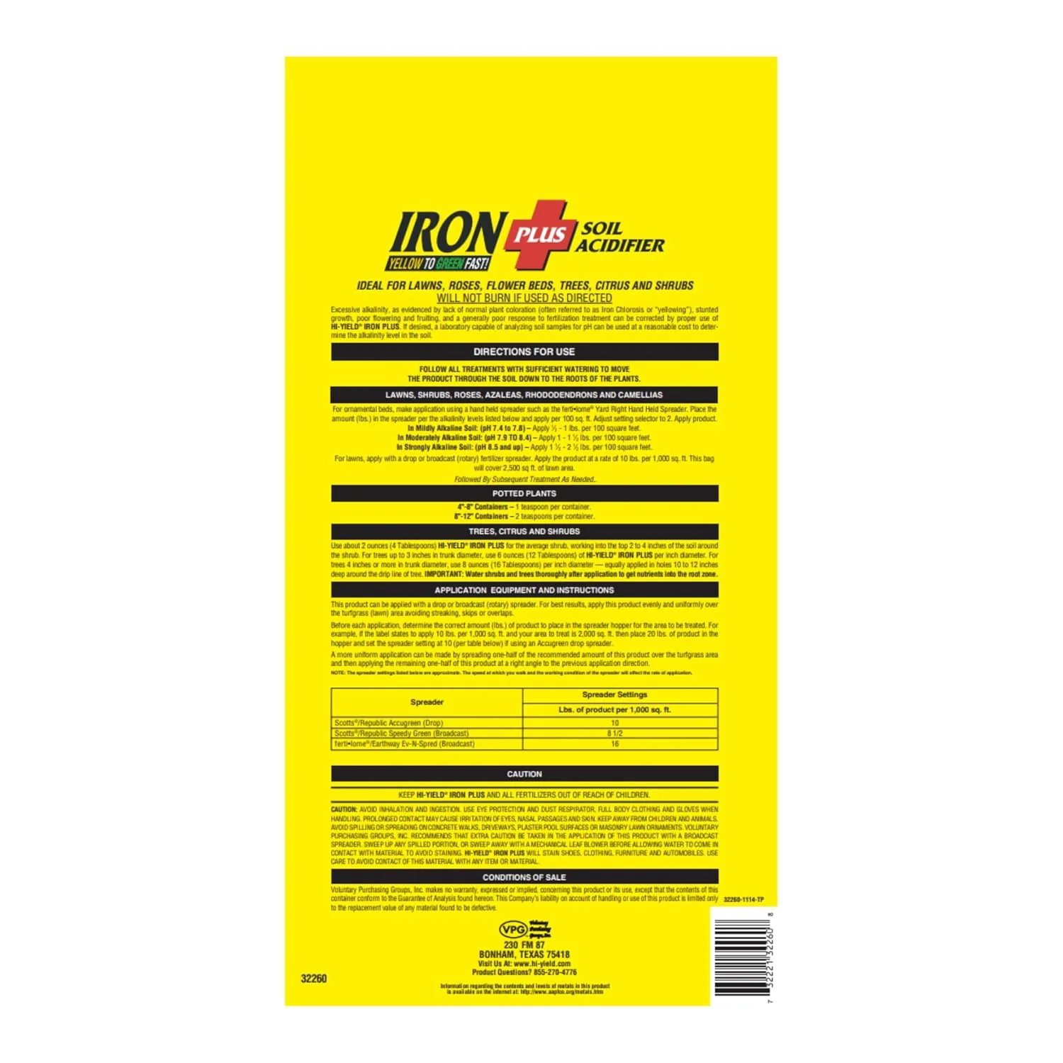 Hi-Yield (34257) Iron Plus Soil Acidifier 11-0-0 (3.25 lbs.) - Image 2