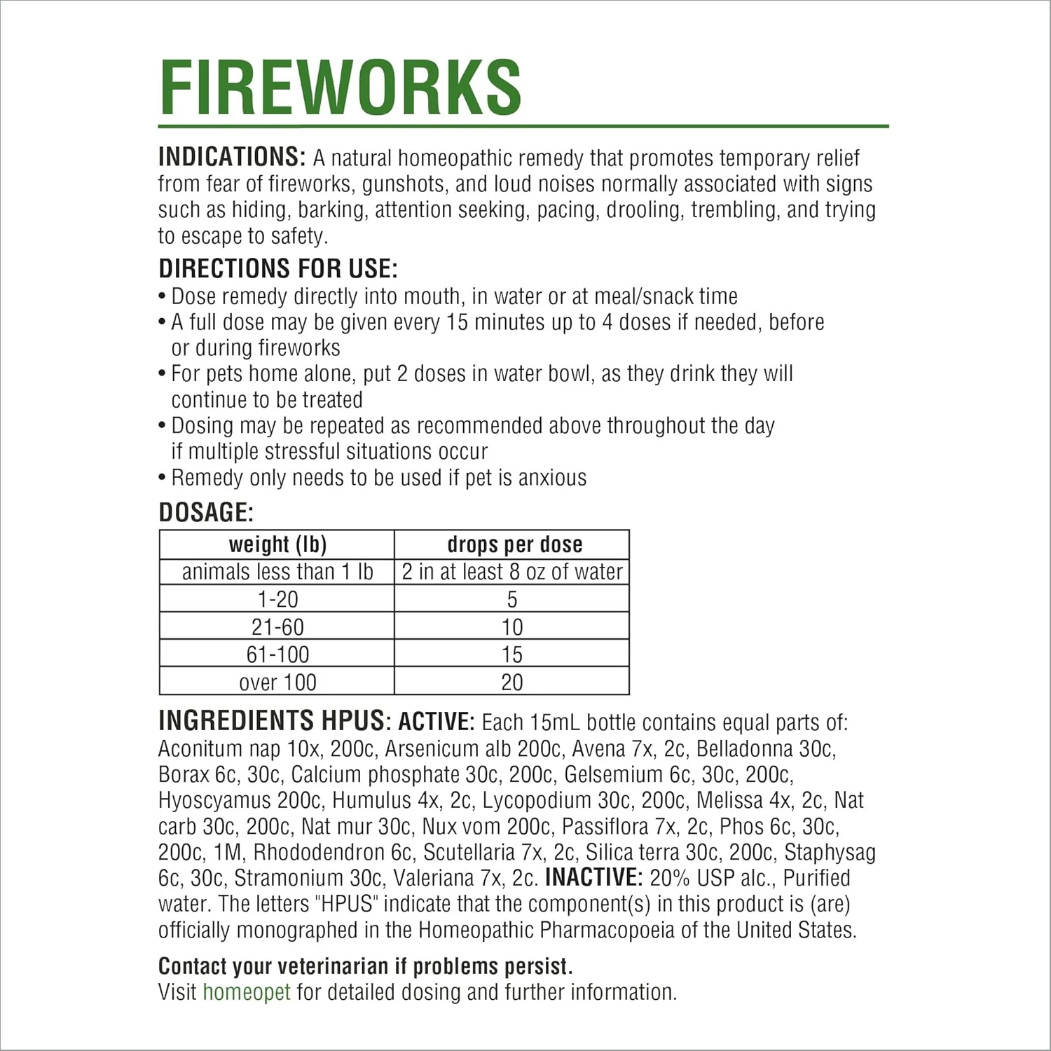 HomeoPet Fireworks, Safe and Natural Loud-Noise-Anxiety Calming Supplement for Cats, Dogs, and Other Small Animals, 15 Milliliters - Image 6