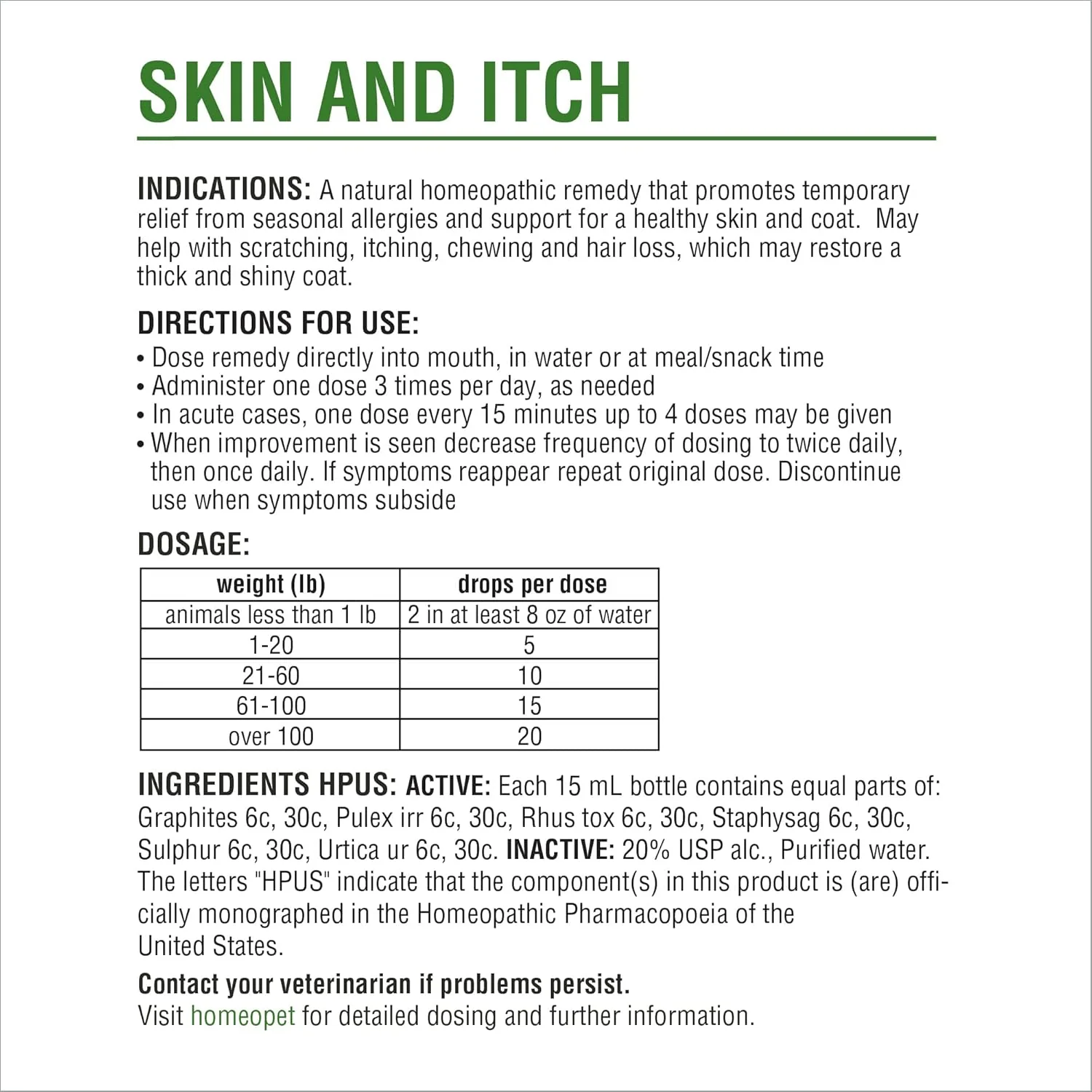 HomeoPet Skin and Itch, Safe and Natural Itch Relief for Dogs and Cats, Coat and Skin Soother for Pets, 15 Milliliters - Image 6