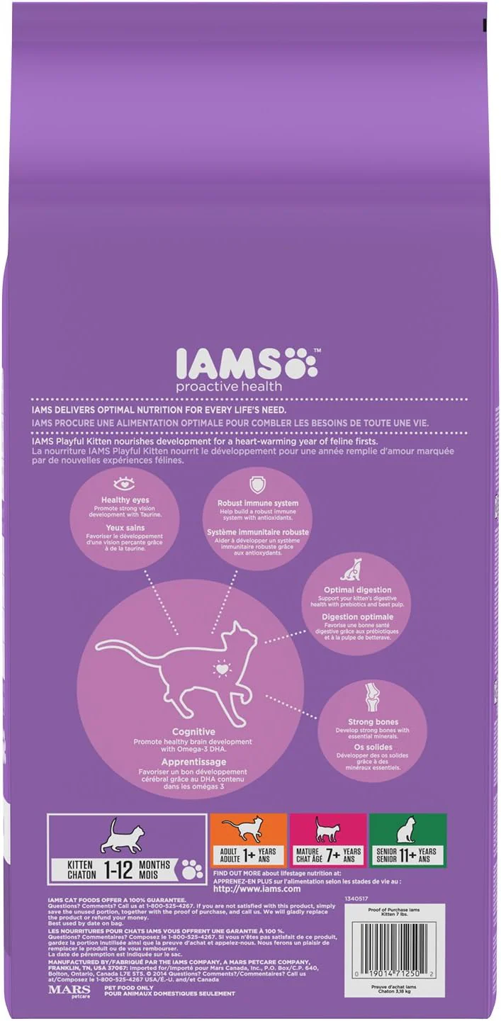 IAMS PROACTIVE HEALTH Healthy Kitten Dry Cat Food with Chicken Cat Kibble - Image 3