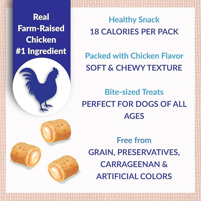 INABA Churu Fun Bites for Dogs, Soft & Chewy Baked Chicken Wrapped Filled Dog Treats with Vitamin E, 0.42 Ounces per Tetra, 8 Tetras per Box, Chicken with Cheese Recipe - Image 4