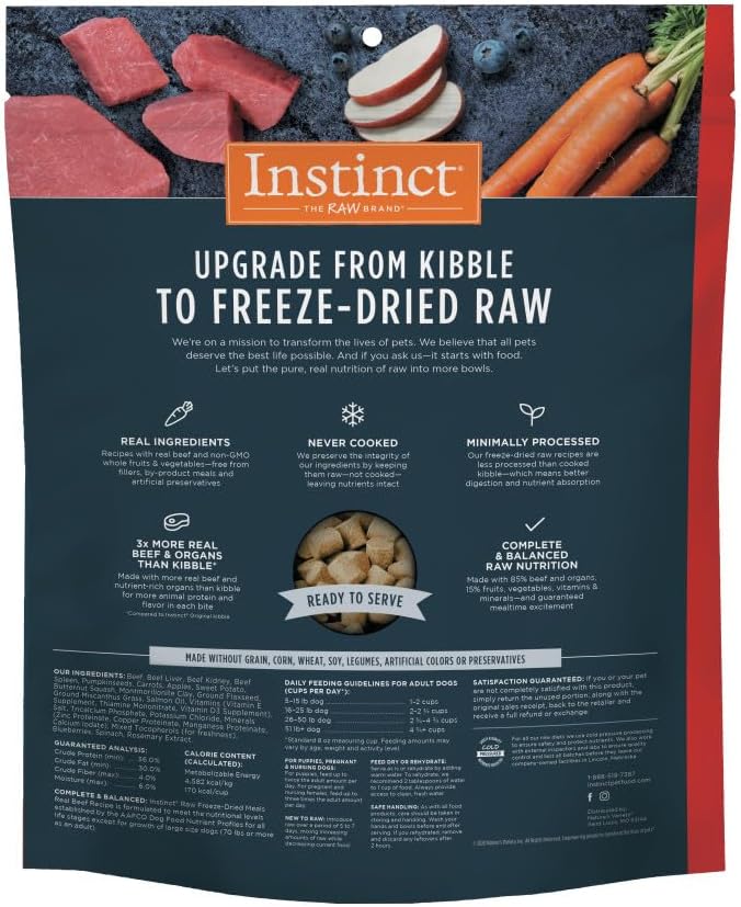 Instinct Freeze Dried Raw Meals, Natural Dry Dog Food, Grain Free - Real Beef, 25 oz. Bag - Image 2