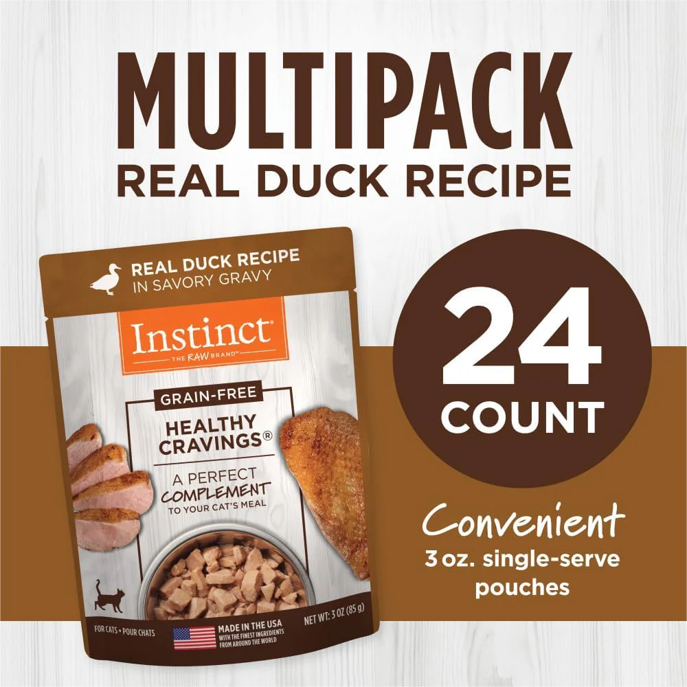 Instinct Healthy Cravings Natural Wet Cat Food Topper, Grain Free Recipe - Real Duck, 3 oz. Pouches (Pack of 24) - Image 7
