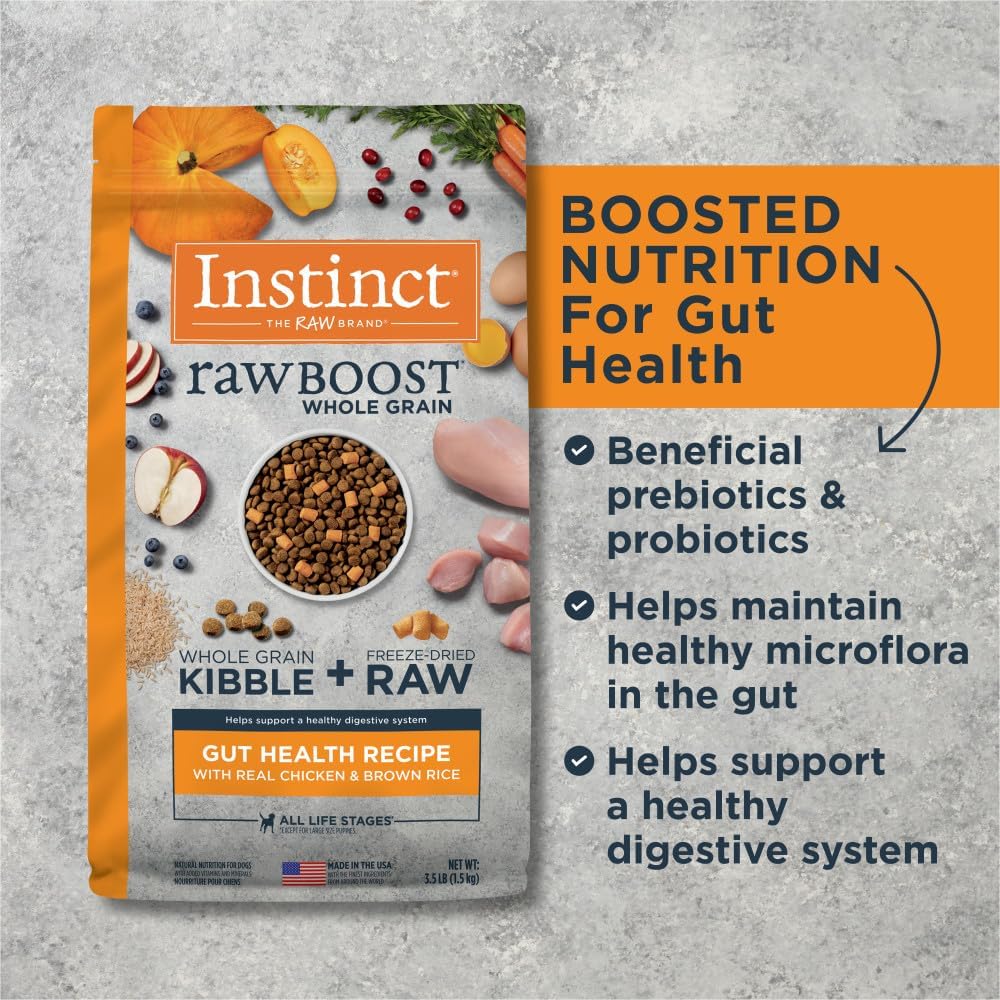 Instinct Raw Boost Gut Health, Natural Dry Dog Food with Freeze Dried Pieces, Whole Grain Recipe- Real Chicken and Brown Rice - Image 6