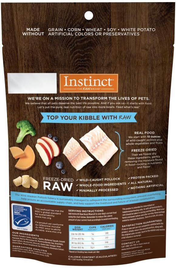 Instinct Raw Boost Mixers, Freeze Dried Dog Food Topper, Grain Free - Wild Caught Pollock, 5 oz. Bag - Image 2