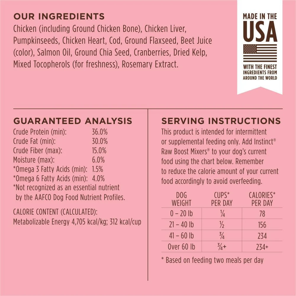 Instinct Raw Boost Mixers, Freeze Dried Dog Food Topper with Functional Ingredients, Grain Free, Real Chicken - Skin & Coat Health - Image 7