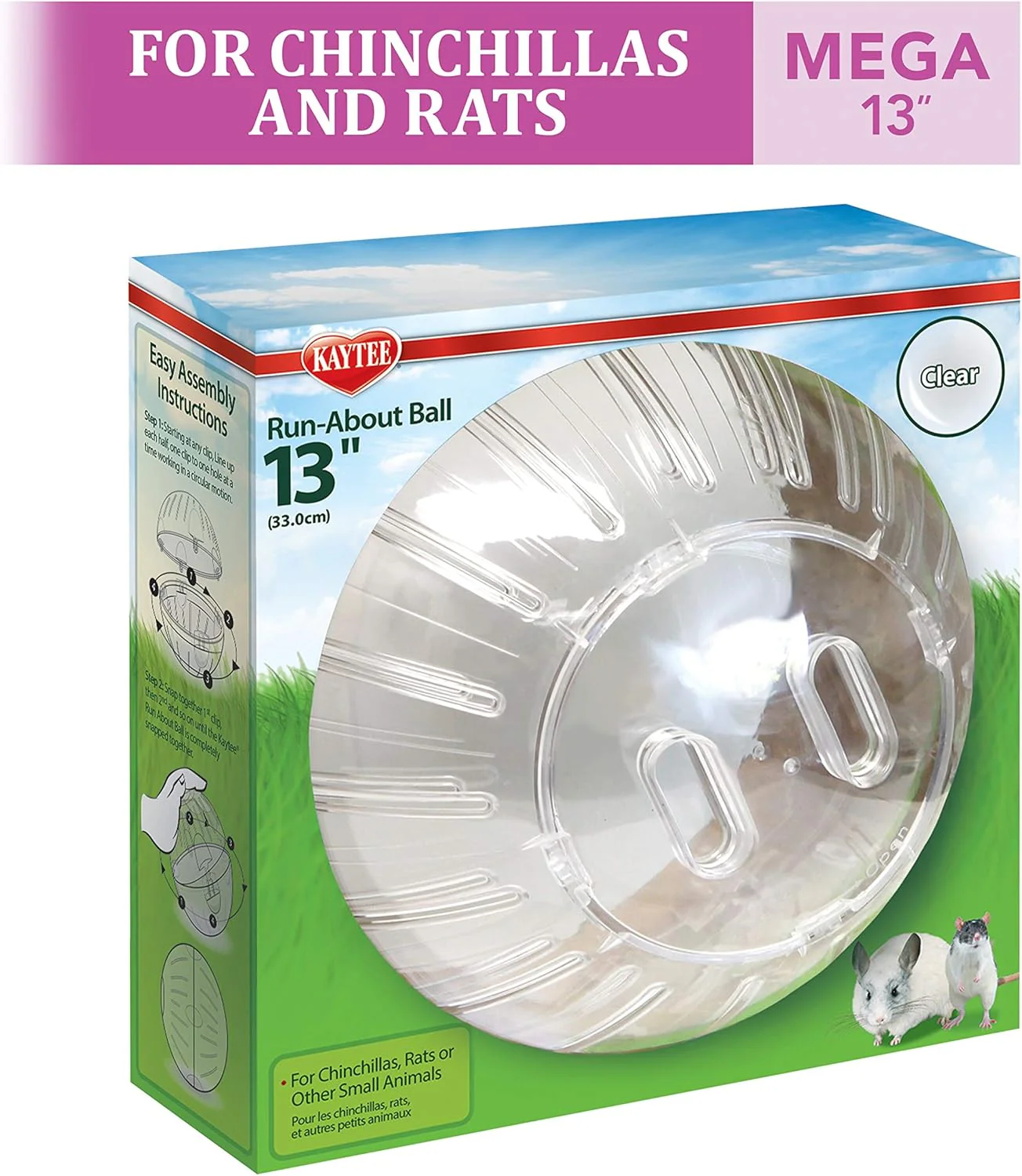 Kaytee 13" Clear Run-About Exercise Ball For Pet Rats & Chinchillas - Image 2