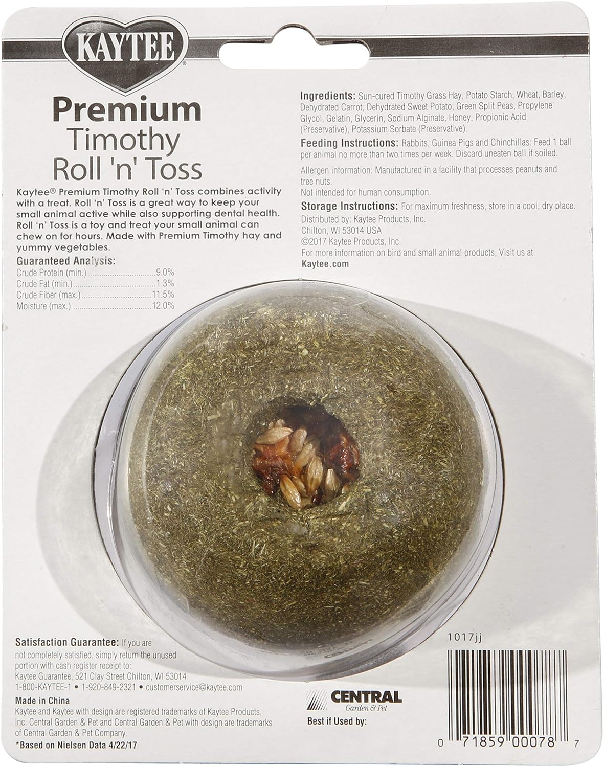 Kaytee Timothy Roll 'n' Toss Toy and Treat for Pet Rabbits, Guinea Pigs, and Chinchillas - Image 2